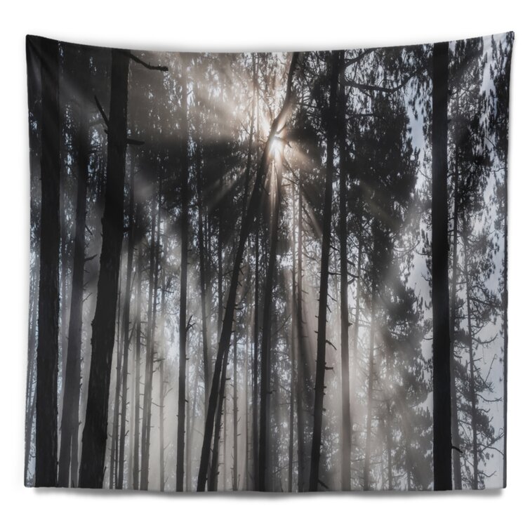 Black and discount white forest tapestry